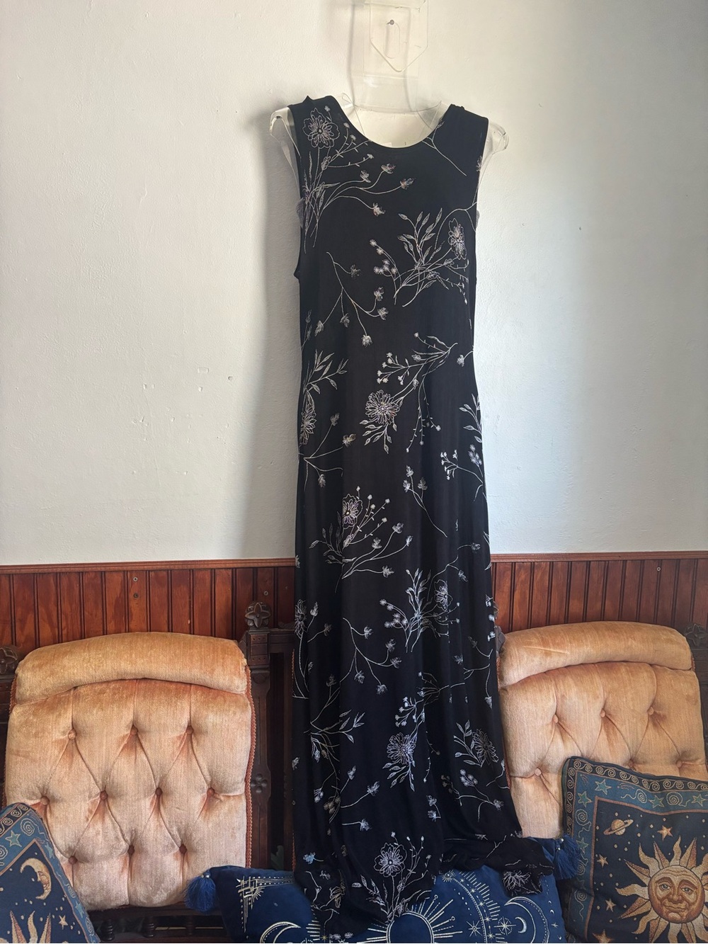 🖤Vintage Y2K Dressbarn Floral Line Art Maxi